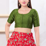 Mehendi Green Solid Dupion Silk Blouse