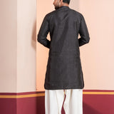 Black Silk Blend Embroidered Patiala Set