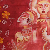Maroon Pure Silk Saree With Floral Paint