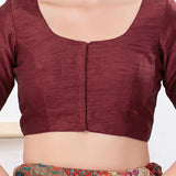 Brick Maroon Solid Dupion Silk Blouse