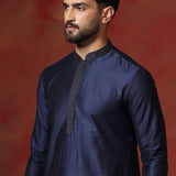 Dark Blue Dupion Kurta Set
