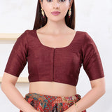 Brick Maroon Solid Dupion Silk Blouse