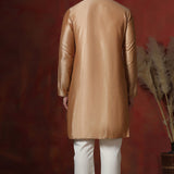 Beige Dupion Solid Kurta Set