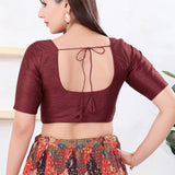 Brick Maroon Solid Dupion Silk Blouse