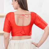 Bright Red Solid Dupion Silk Blouse