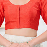 Bright Red Solid Dupion Silk Blouse