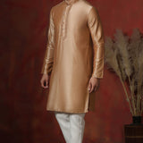 Beige Dupion Solid Kurta Set