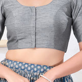 Ash Grey Solid Dupion Silk Blouse
