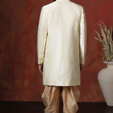 Pastel Cream Cotton Blend Printed Sherwani Set