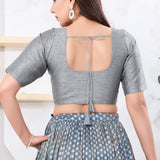 Ash Grey Solid Dupion Silk Blouse