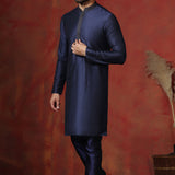 Dark Blue Dupion Kurta Set