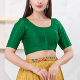Basil Green Solid Dupion Silk Blouse
