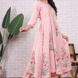 Light Pink Hand Painted Modal Silk Kurta Set