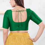 Basil Green Solid Dupion Silk Blouse