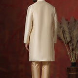 Cream Dupion Solid Kurta Set