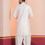White Silk Blend Embroidered Patiala Set