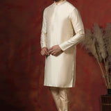 Cream Dupion Solid Kurta Set