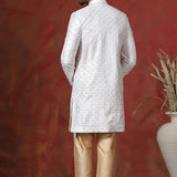 White Cotton Blend Embroidered Sherwani Set