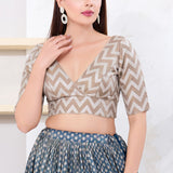 Dusty Grey Zig-Zag Jacquard Blouse