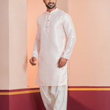 White Silk Blend Embroidered Patiala Set
