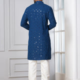 Classic Blue Cotton Silk Embroidered Kurta Set