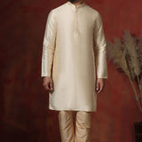 Cream Dupion Solid Kurta Set