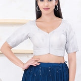 Silver Shimmer Embroidered Blouse
