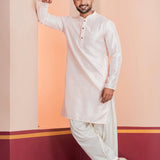 White Silk Blend Embroidered Patiala Set