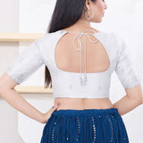 Silver Shimmer Embroidered Blouse