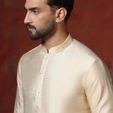 Cream Dupion Solid Kurta Set