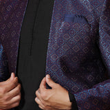 Black Jacquard Solid Sherwani Set