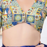 Multicolour Blue Polyester Printed Blouse
