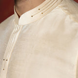 Cream Dupion Solid Kurta Set