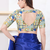 Multicolour Blue Polyester Printed Blouse