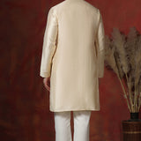 Cream Dupion Solid Kurta Set