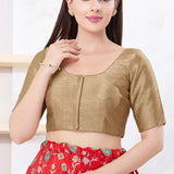 Copper Brown Solid Dupion Silk Blouse