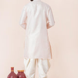 White Silk Blend Embroidered Dhoti Set