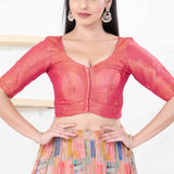 Magenta Shimmer Embroidered Blouse