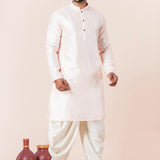 White Silk Blend Embroidered Dhoti Set