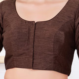 Chestnut Brown Solid Dupion Silk Blouse
