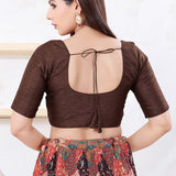 Chestnut Brown Solid Dupion Silk Blouse