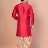 Cardinal Pinkish Red Banarasi Silk Printed Kurta Set