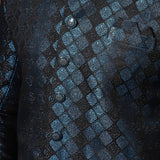 Prussian Blue Cotton Blend Printed Sherwani Set