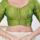 Lime Green Shimmer Embroidered Blouse