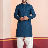 Dark Blue Silk Blend Embroidered Patiala Set