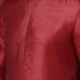 Bright Red Solid Dupion Kurta Set