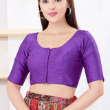 Brinjal Violet Solid Dupion Silk Blouse