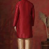 Bright Red Solid Dupion Kurta Set