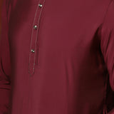 Maroon Solid Dupion Solid Kurta Set