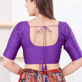 Brinjal Violet Solid Dupion Silk Blouse